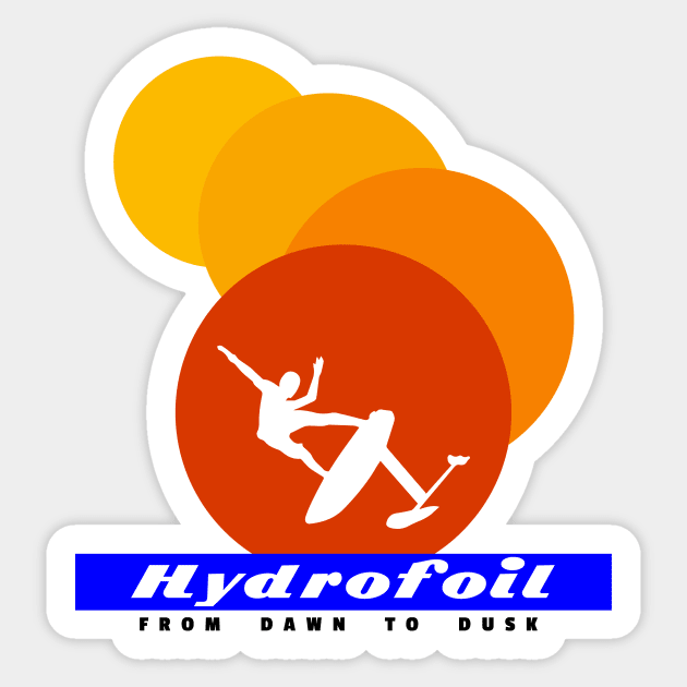 Hydrofoiling from dawn to dusk Sticker by bluehair